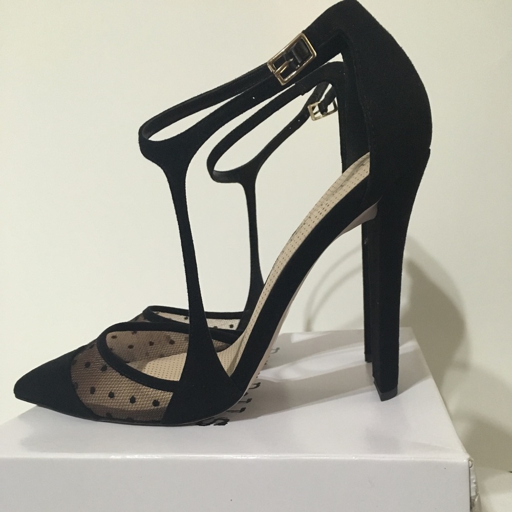 Black Suede Ankle Strap Pumps from Asos